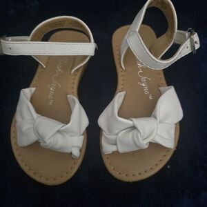 Sarah Jayne White Knot Front Ankle-Strap Sandals for Girls